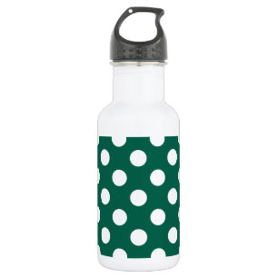 White polka dots on sage green stainless steel water bottle
