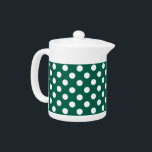 White polka dots on sage green teapot<br><div class="desc">White polka dots on sage green</div>