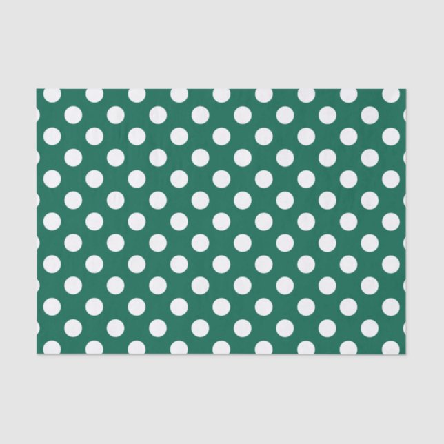 White polka dots on sage green tissue paper (Front)