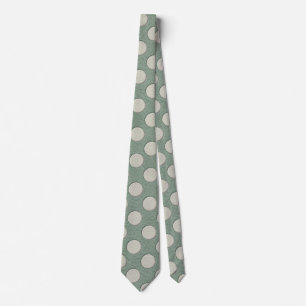 White Polka Dots on Sage Leather Print Neck Tie