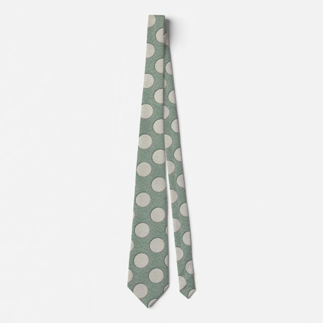 White Polka Dots on Sage Leather Print Neck Tie (Front)