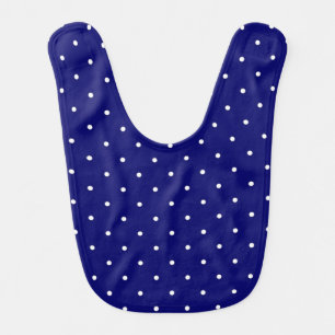 White Polka Dots on Sailor Navy Blue Background Baby Bib
