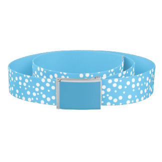 White Polka Dots on Sky Blue and Solid Blue Belts