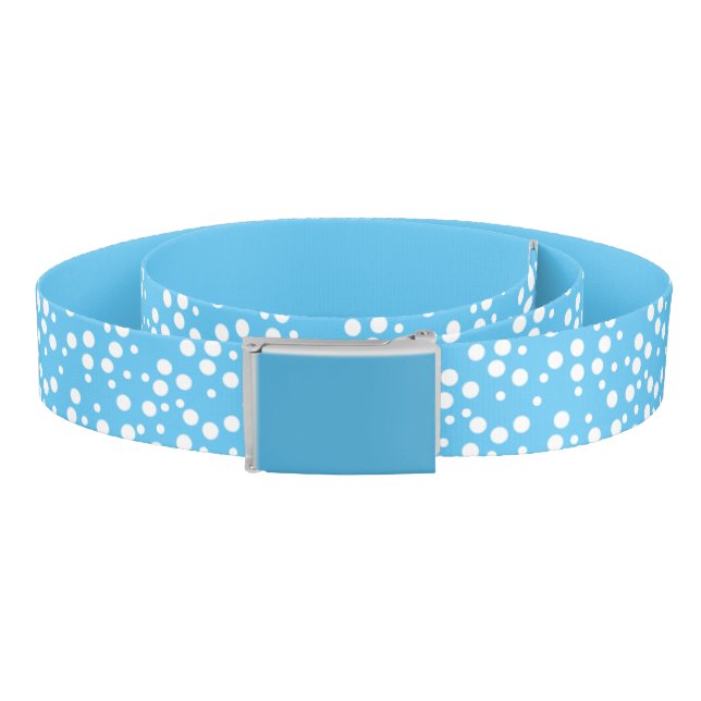 White Polka Dots on Sky Blue and Solid Blue Belts (Coil)