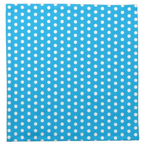 White Polka Dots on Sky Blue Classic Retro Vintage Cloth Napkin