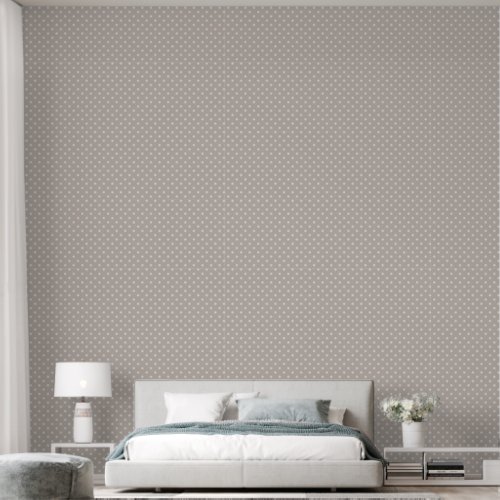 White Polka Dots on Soft Beige Wallpaper