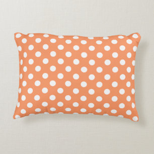 White Polka Dots on Tangerine Orange Decorative Pillow