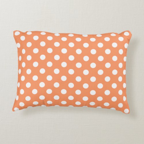 White Polka Dots on Tangerine Orange Decorative Pillow