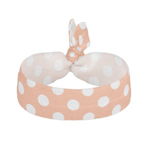 White Polka Dots on Tangerine Orange Elastic Hair Tie