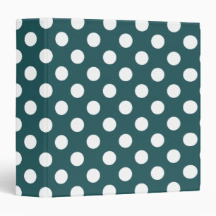 White polka dots on teal 3 ring binder
