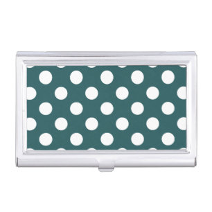 White polka dots on teal case for business cards