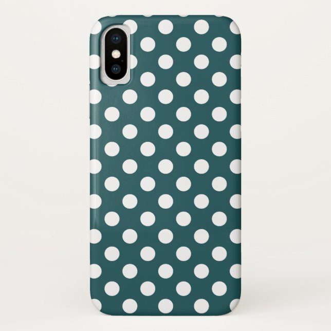 White polka dots on teal Case-Mate iPhone case (Back)