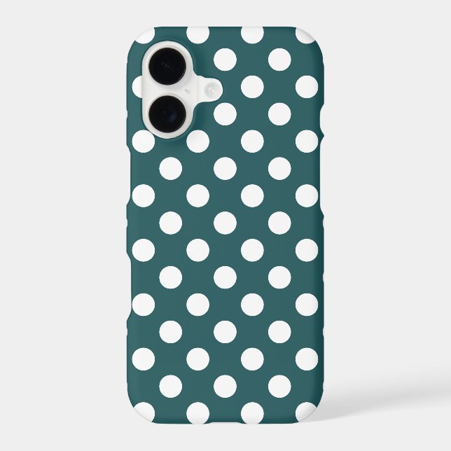 White polka dots on teal Case-Mate iPhone case (Back)