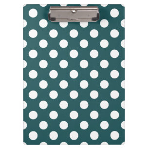 White polka dots on teal clipboard