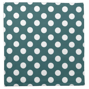White polka dots on teal cloth napkin