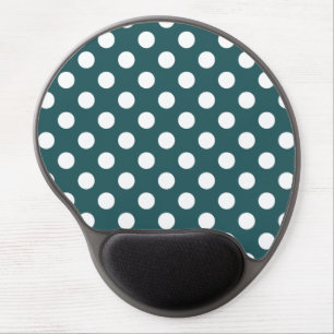 White polka dots on teal gel mouse pad