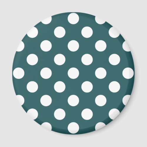 White polka dots on teal magnet