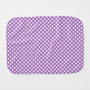 White Polka Dots on Thistle Purple Baby Burp Cloth