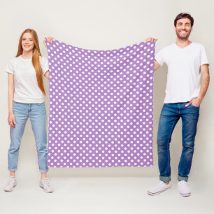 White Polka Dots on Thistle Purple Fleece Blanket