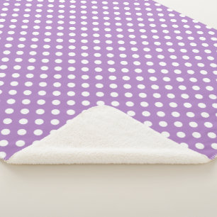 White Polka Dots on Thistle Purple Sherpa Blanket