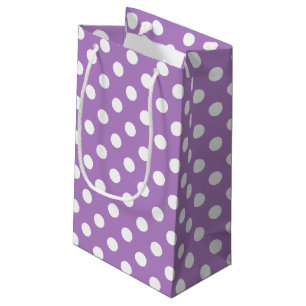 White Polka Dots on Thistle Purple Small Gift Bag