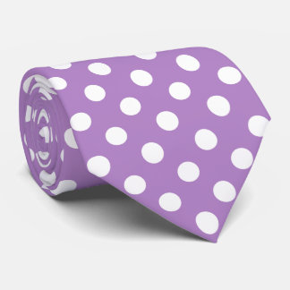 White Polka Dots on Thistle Purple Tie