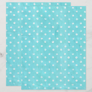 White Polka Dots on Turquoise Scrapbook Paper