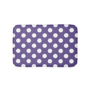 White polka dots on ultra violet bathroom mat