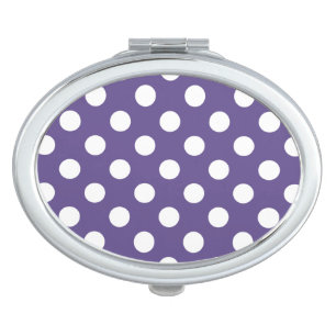 White polka dots on ultra violet compact mirror
