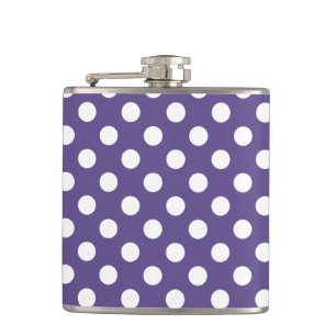 White polka dots on ultra violet hip flask