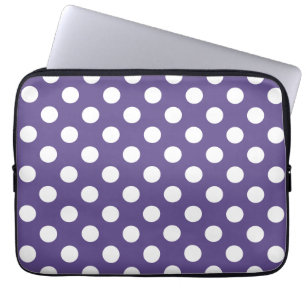 White polka dots on ultra violet laptop sleeve