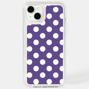White polka dots on ultra violet OtterBox iPhone 14 plus case