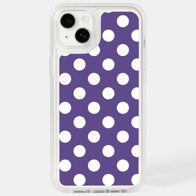 White polka dots on ultra violet otterbox iPhone case (Back)