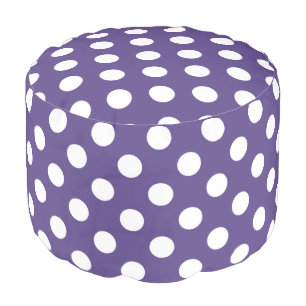 White polka dots on ultra violet pouf