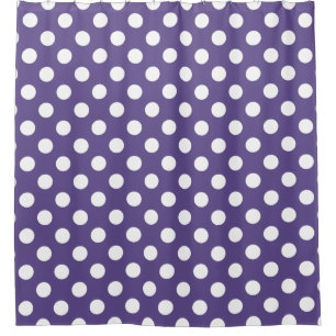 White polka dots on ultra violet shower curtain