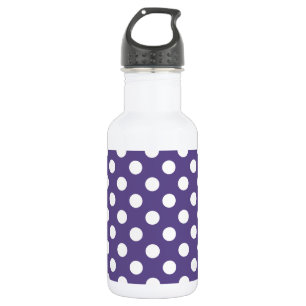 White polka dots on ultra violet stainless steel water bottle