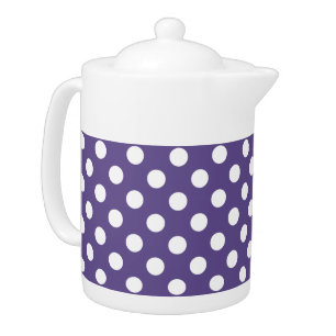 White polka dots on ultra violet teapot