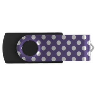White polka dots on ultra violet USB flash drive