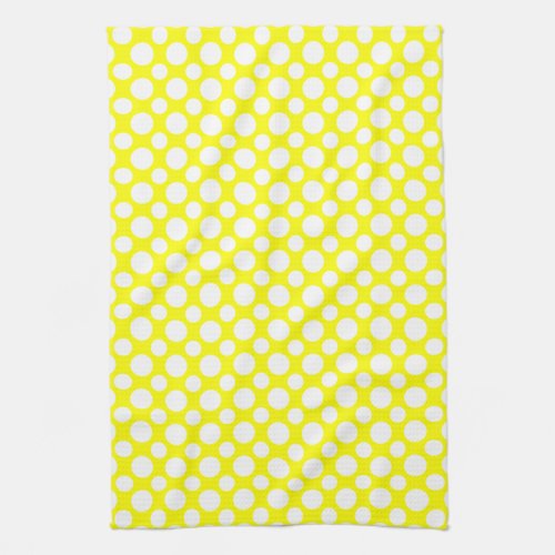 White Polka Dots on Yellow Kitchen Towel