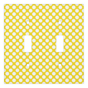 White Polka Dots On Yellow Light Switch Cover