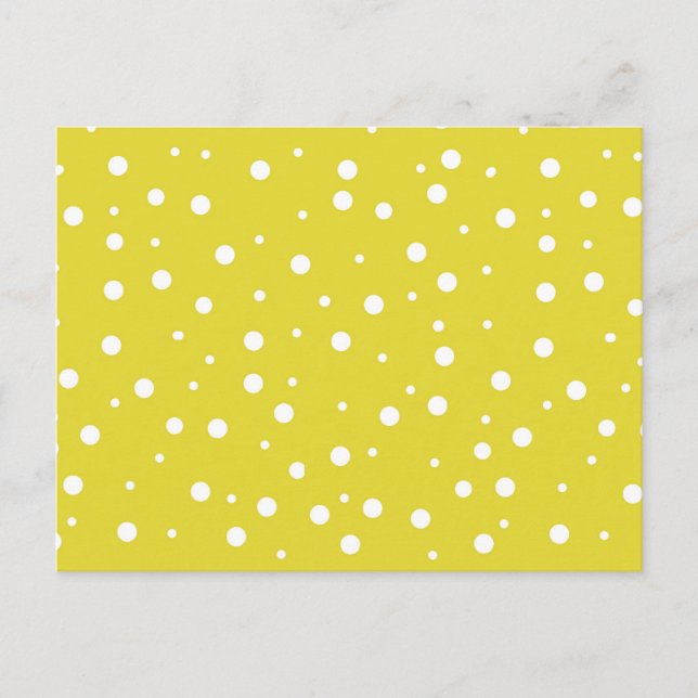 White Polka Dots on Yellow Postcard (Front)