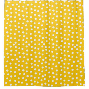 White polka dots on yellow seamless pattern shower curtain