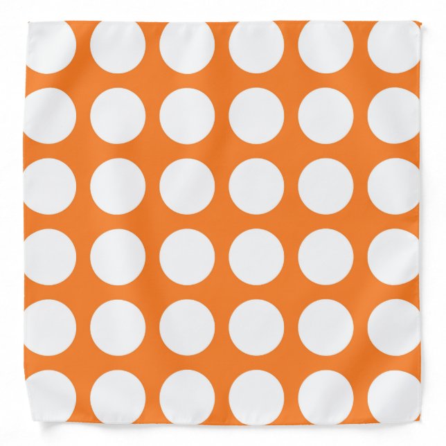 White Polka Dots Orange Bandana (Front)