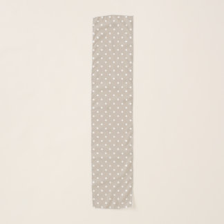 White Polka Dots Pattern On Beige Scarf