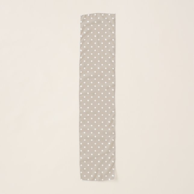 White Polka Dots Pattern On Beige Scarf (Front)