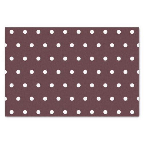 White Polka Dots Pattern on Burnt Burgundy Tissue Paper