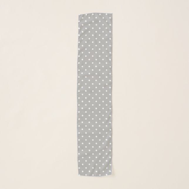 White Polka Dots Pattern On Gray Scarf (Front)