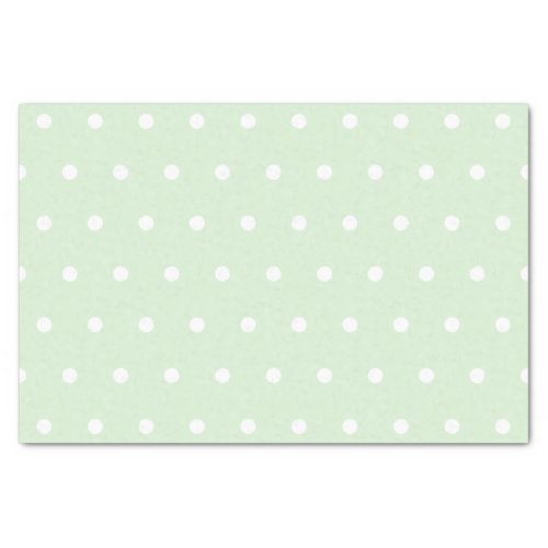 White Polka Dots Pattern on Pale Milky Jade Green Tissue Paper