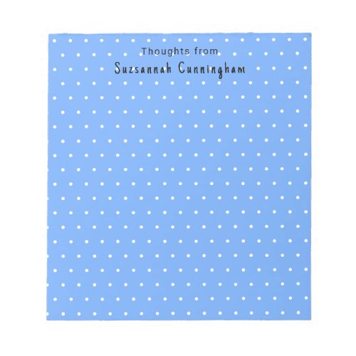 White Polka Dots Pattern On Pastel Blue Custom Notepad