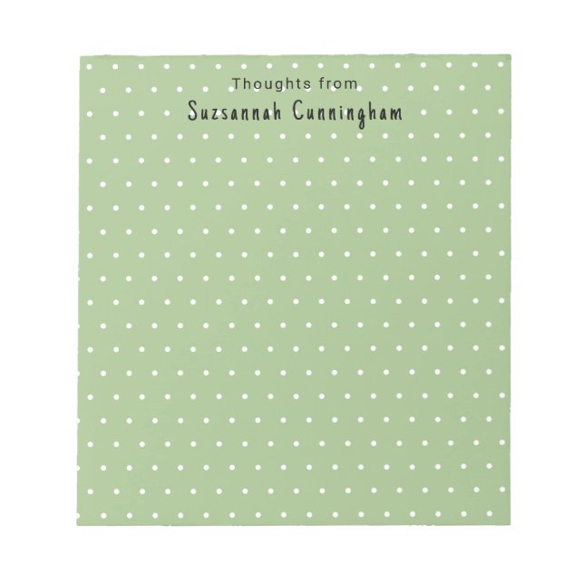White Polka Dots Pattern On Pastel Green Custom Notepad (Front)